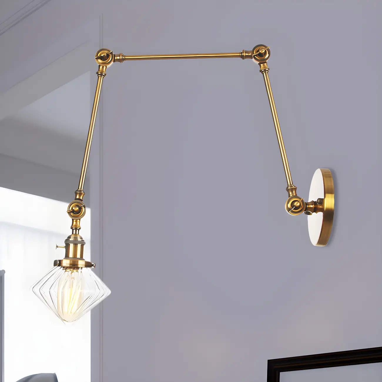 Vintage Industrial Wall Sconce with Adjustable Glass Shade | homeyfad