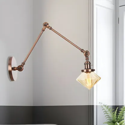 Vintage Industrial Wall Sconce with Adjustable Glass Shade