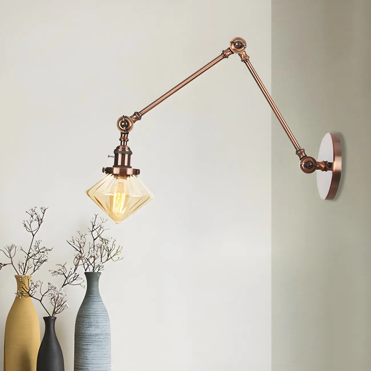 Vintage Industrial Wall Sconce with Adjustable Glass Shade | homeyfad