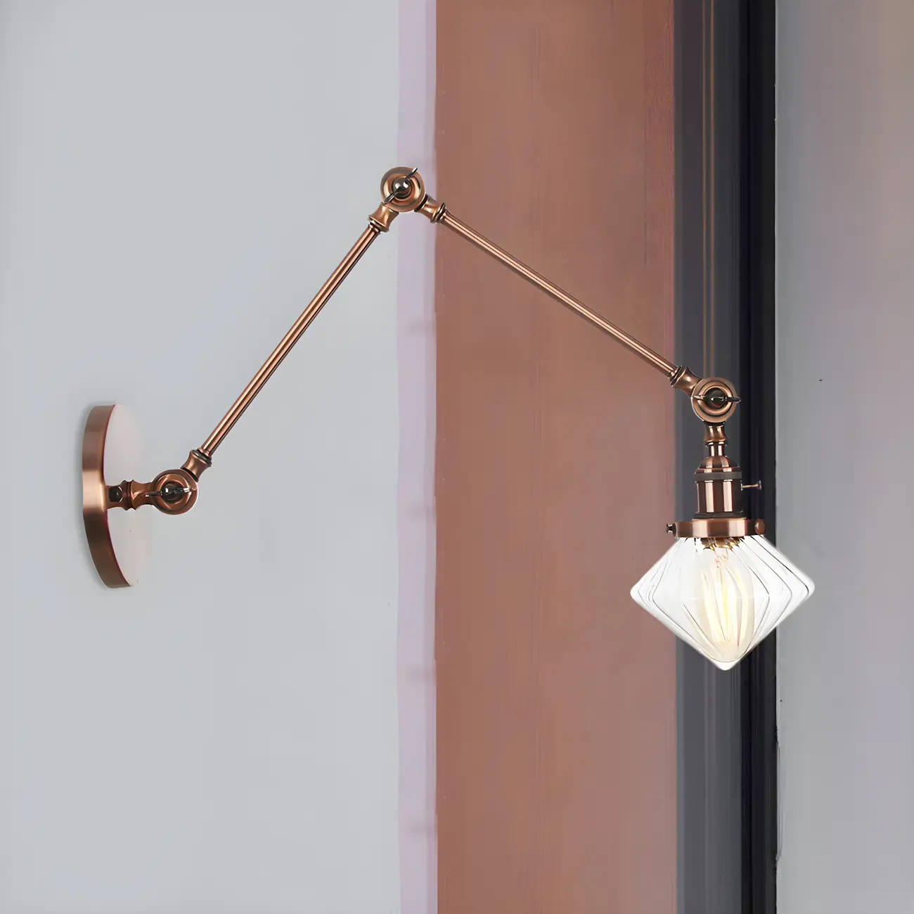 Vintage Industrial Wall Sconce with Adjustable Glass Shade | homeyfad