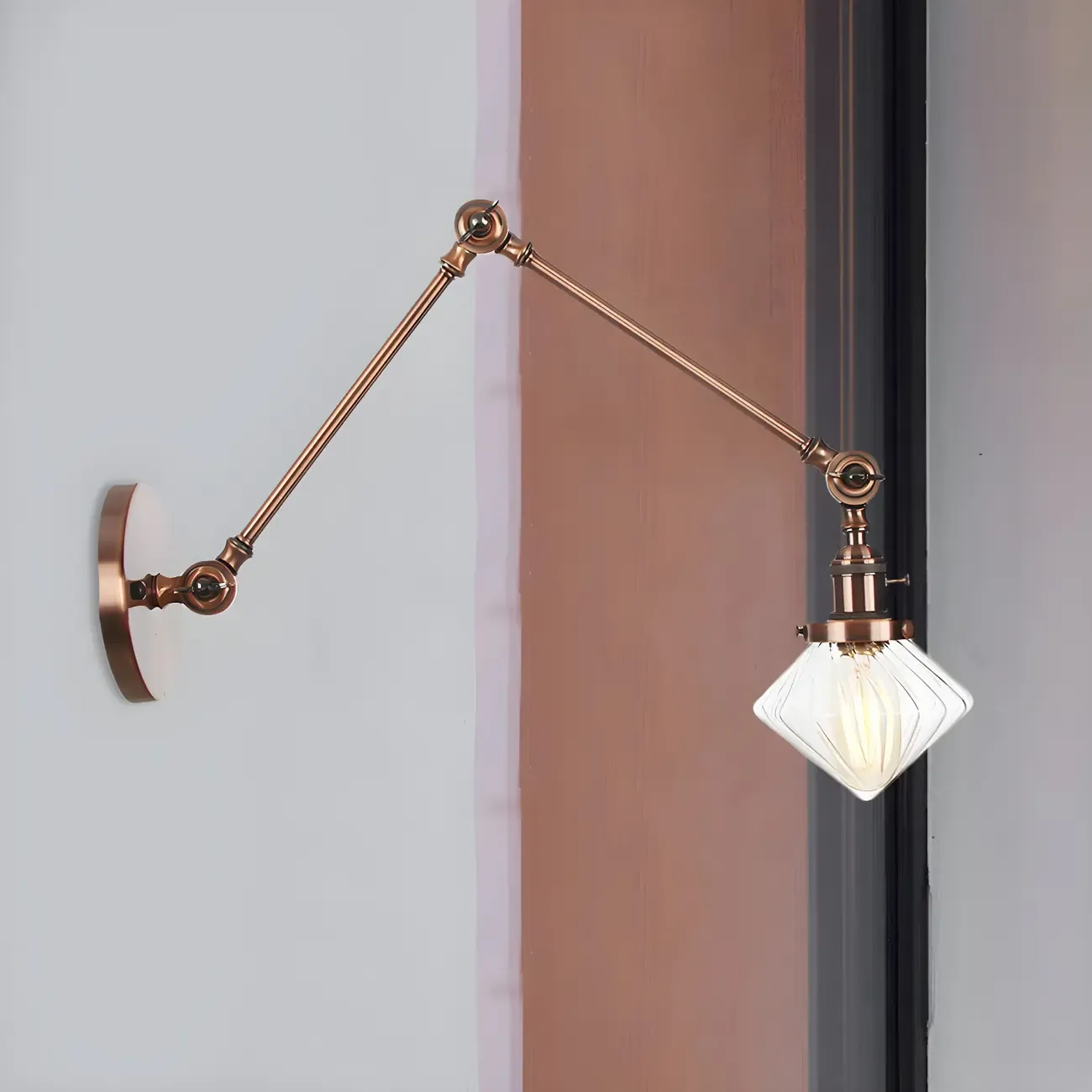 Vintage Industrial Wall Sconce with Adjustable Glass Shade