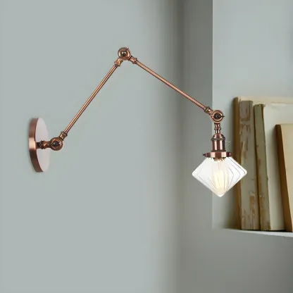 Vintage Industrial Wall Sconce with Adjustable Glass Shade
