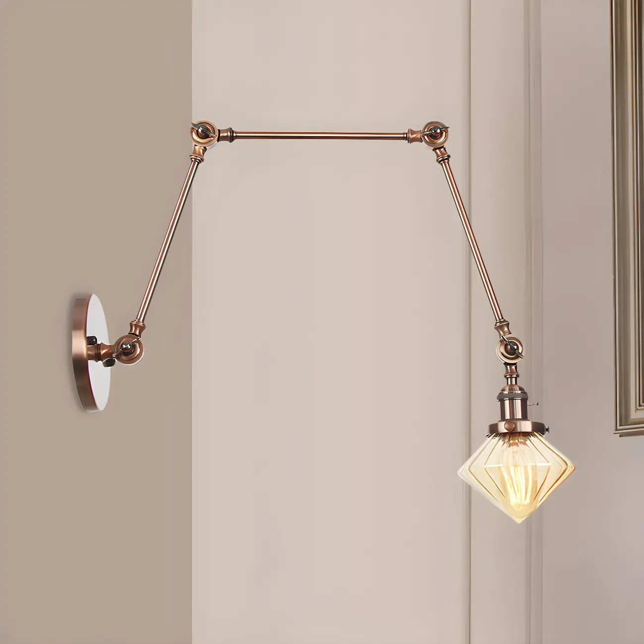 Vintage Industrial Wall Sconce with Adjustable Glass Shade | homeyfad