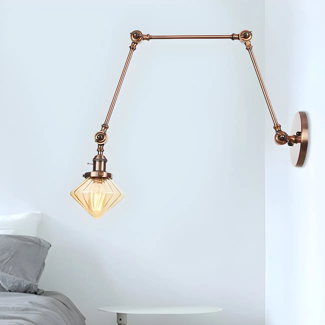 Vintage Industrial Wall Sconce with Adjustable Glass Shade | homeyfad