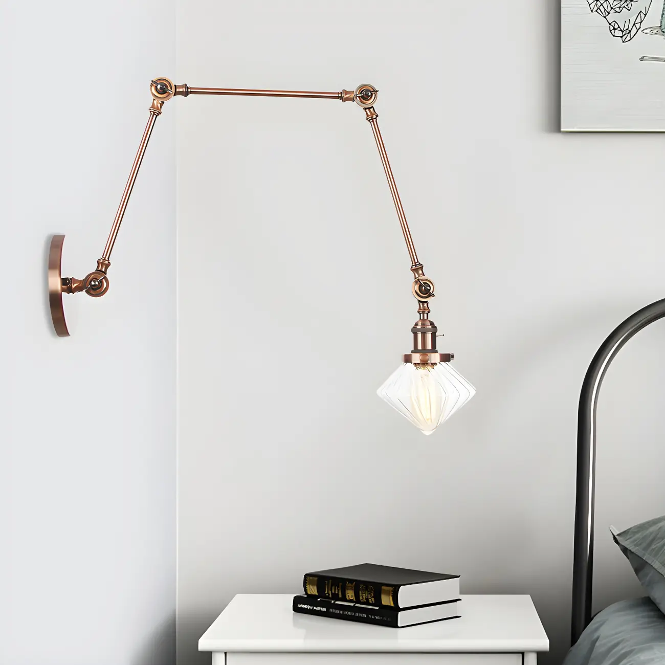 Vintage Industrial Wall Sconce with Adjustable Glass Shade | homeyfad