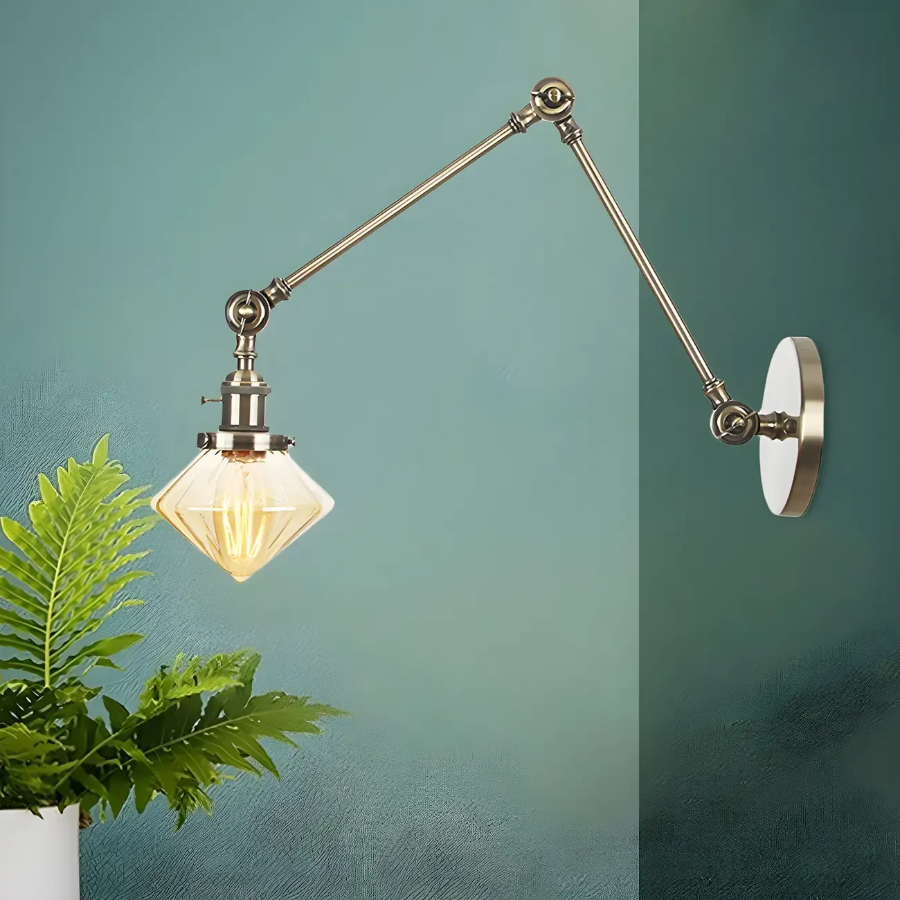 Vintage Industrial Wall Sconce with Adjustable Glass Shade