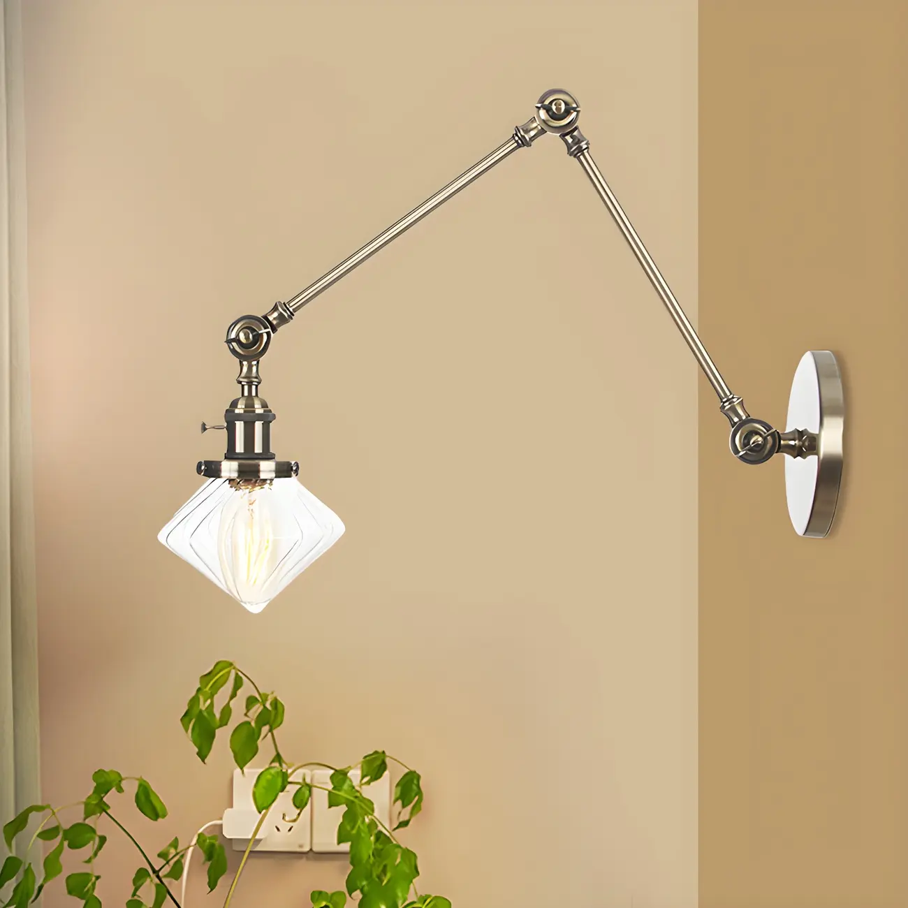 Vintage Industrial Wall Sconce with Adjustable Glass Shade | homeyfad