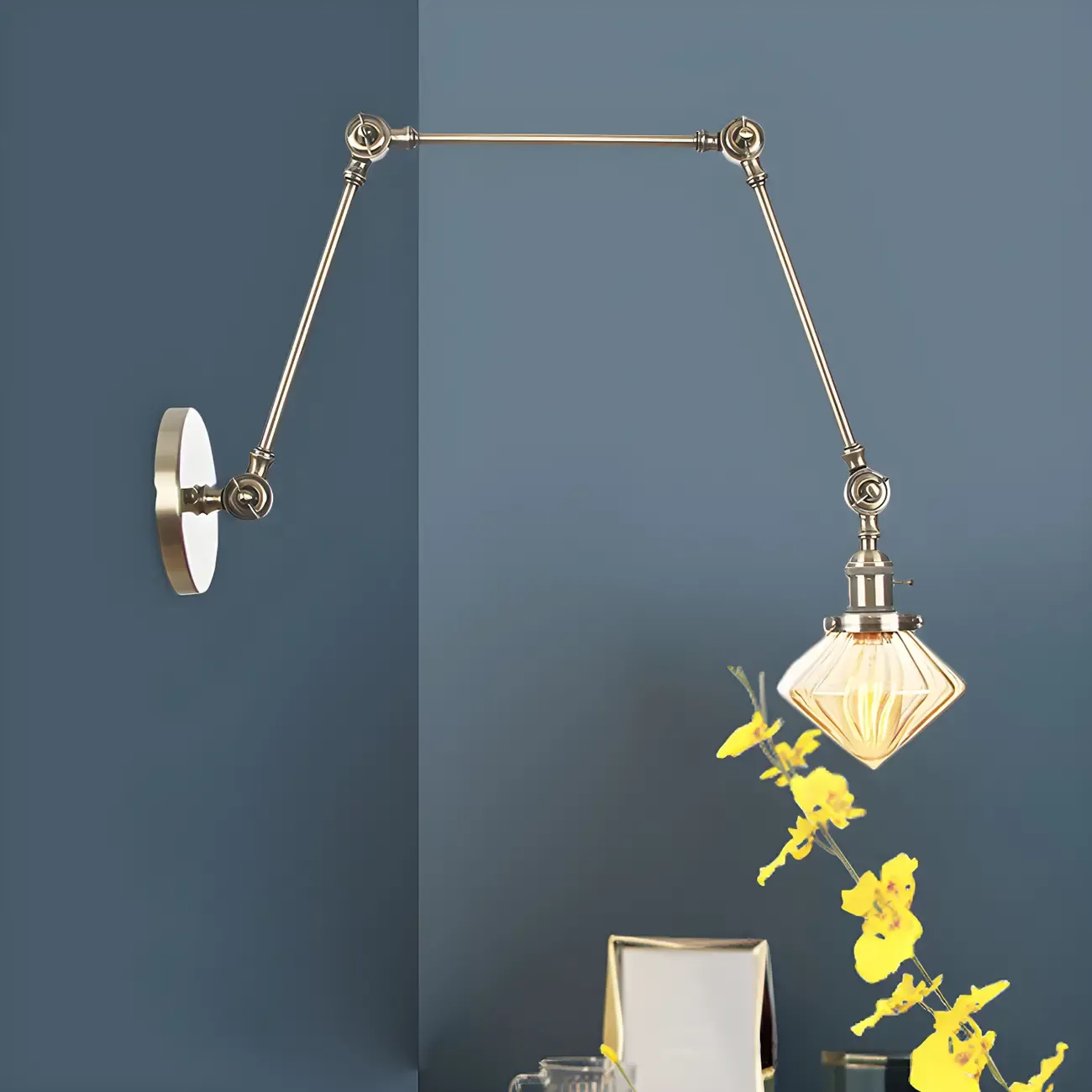 Vintage Industrial Wall Sconce with Adjustable Glass Shade