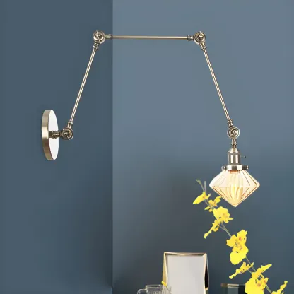 Vintage Industrial Wall Sconce with Adjustable Glass Shade