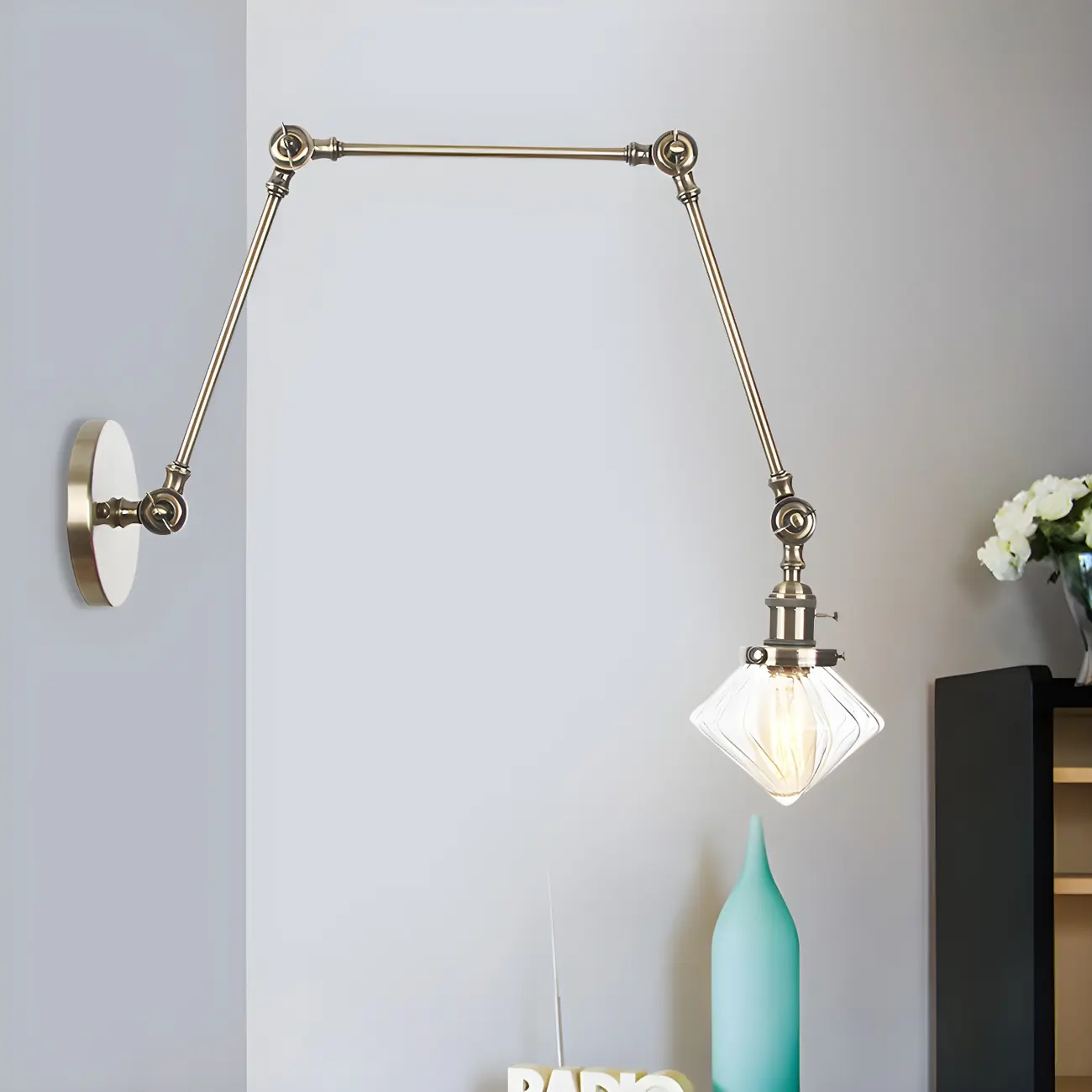 Vintage Industrial Wall Sconce with Adjustable Glass Shade | homeyfad