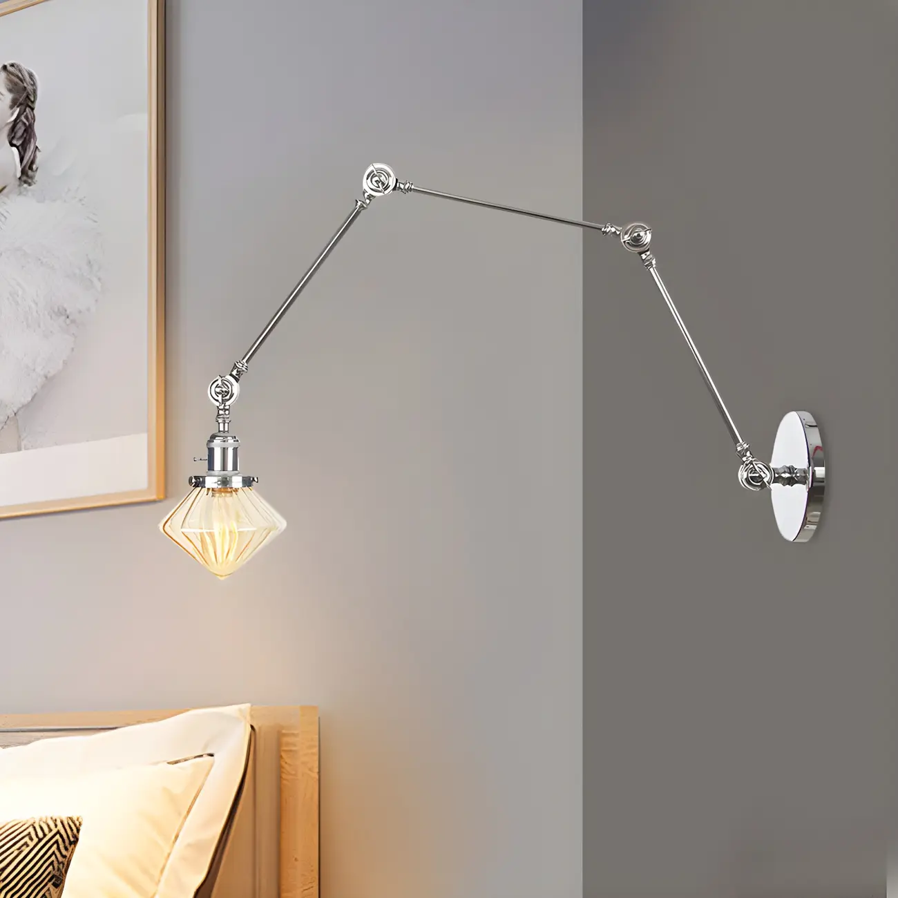 Vintage Industrial Wall Sconce with Adjustable Glass Shade | homeyfad