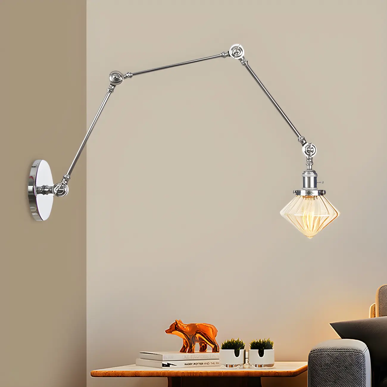 Vintage Industrial Wall Sconce with Adjustable Glass Shade | homeyfad