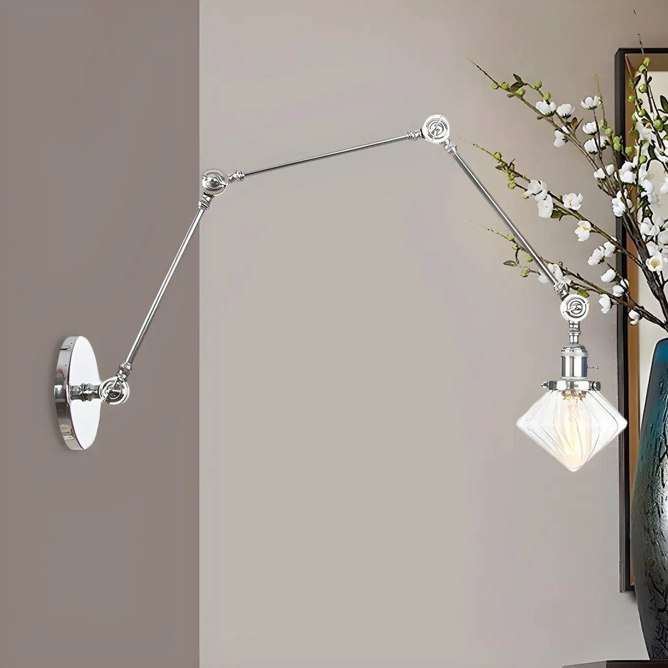 Vintage Industrial Wall Sconce with Adjustable Glass Shade | homeyfad