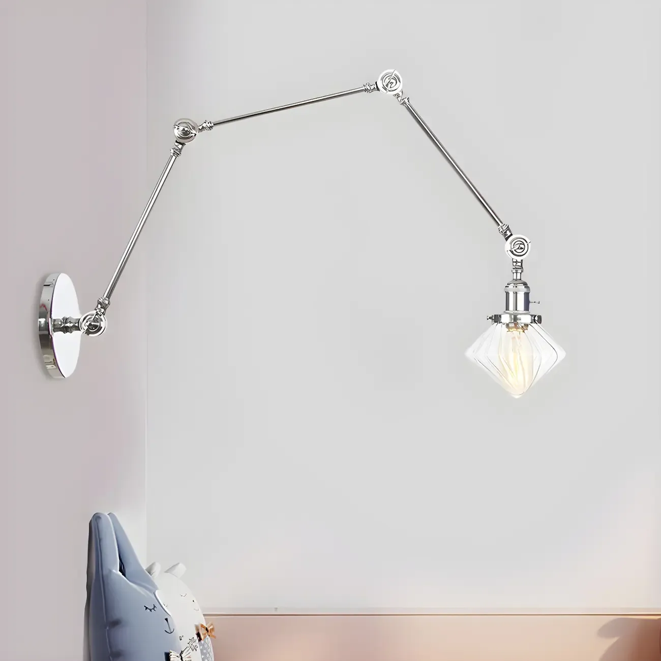 Vintage Industrial Wall Sconce with Adjustable Glass Shade