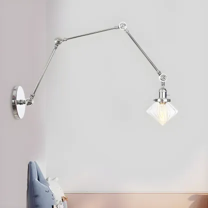Vintage Industrial Wall Sconce with Adjustable Glass Shade