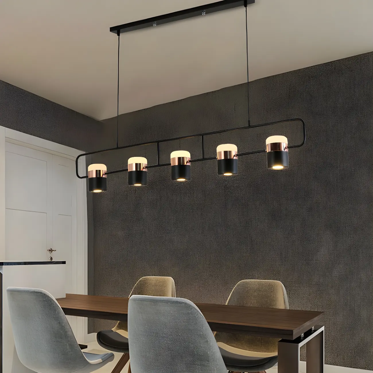 Kitchen Modern Black Cylinder Pendant Light Image - 2 | homeyfad