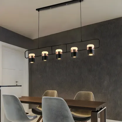Kitchen Modern Black Cylinder Pendant Light Image - 2