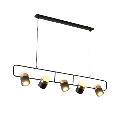 Kitchen Modern Black Cylinder Pendant Light Image - 5