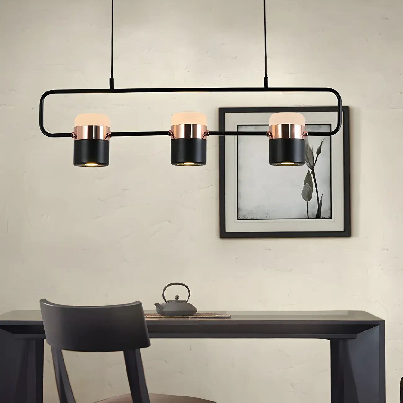 Kitchen Modern Black Cylinder Pendant Light Image - 1
