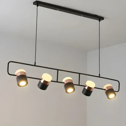 Kitchen Modern Black Cylinder Pendant Light Image - 18