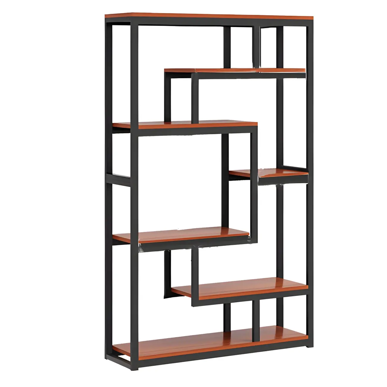 Modern Geometric Wood Metal Bookcase Image - 13 | homeyfad
