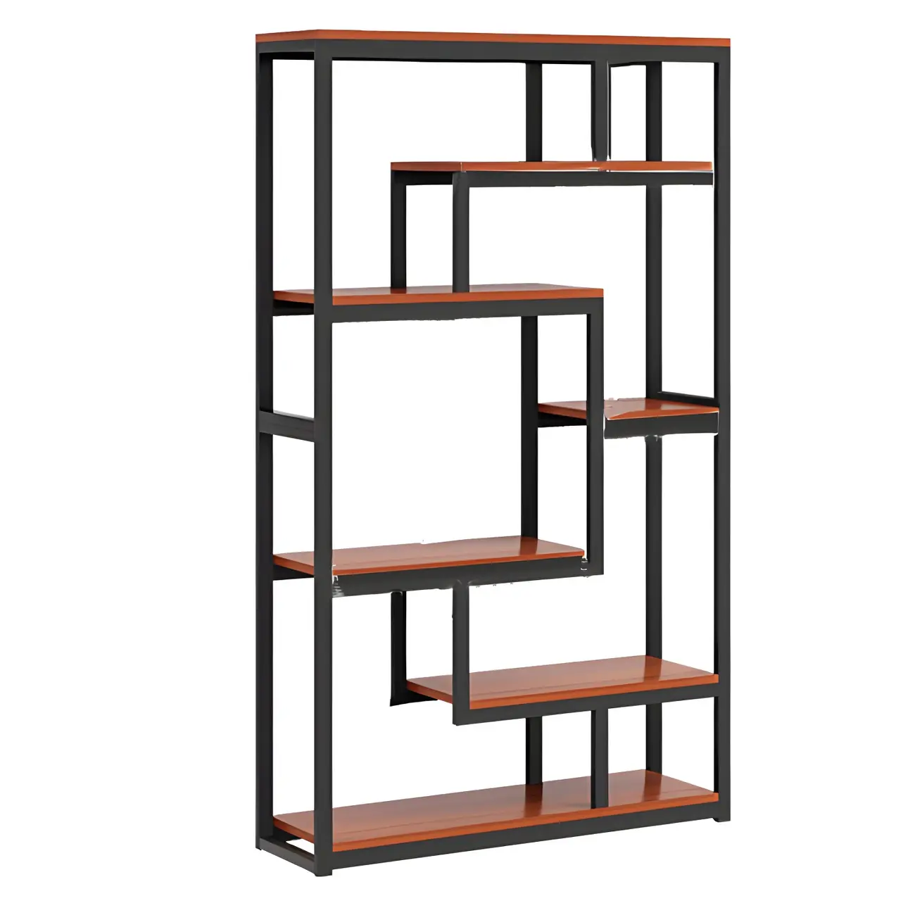 Modern Geometric Wood Metal Bookcase Image - 15 | homeyfad