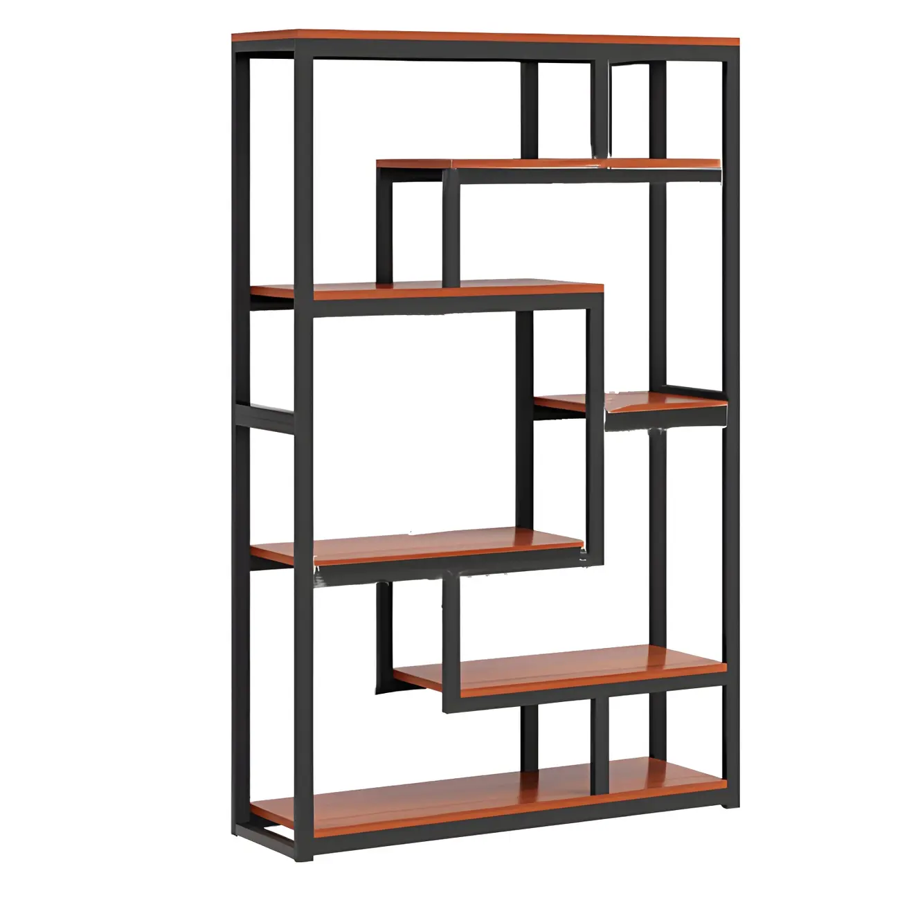 Modern Geometric Wood Metal Bookcase Image - 14 | homeyfad