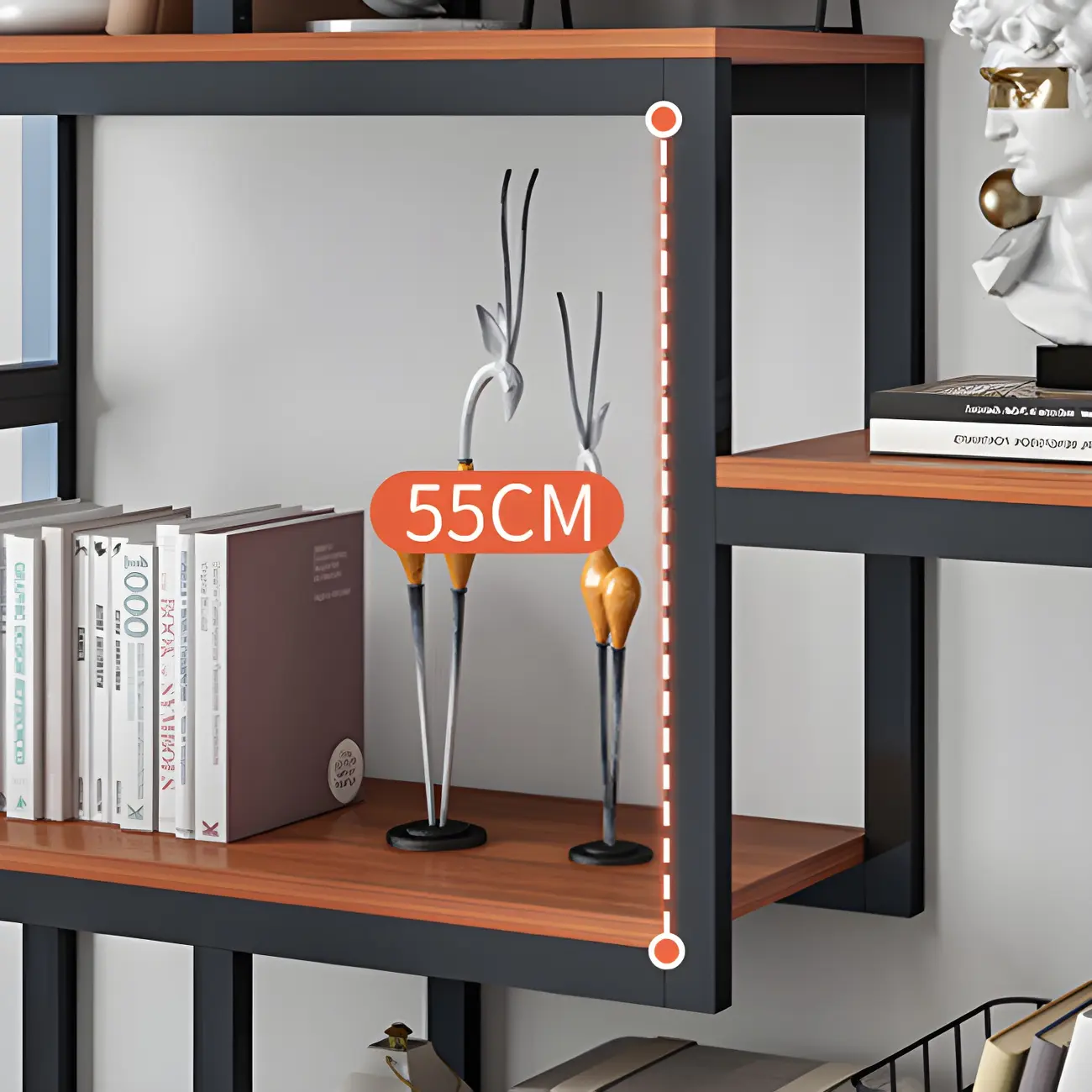 Modern Geometric Wood Metal Bookcase Image - 7 | homeyfad