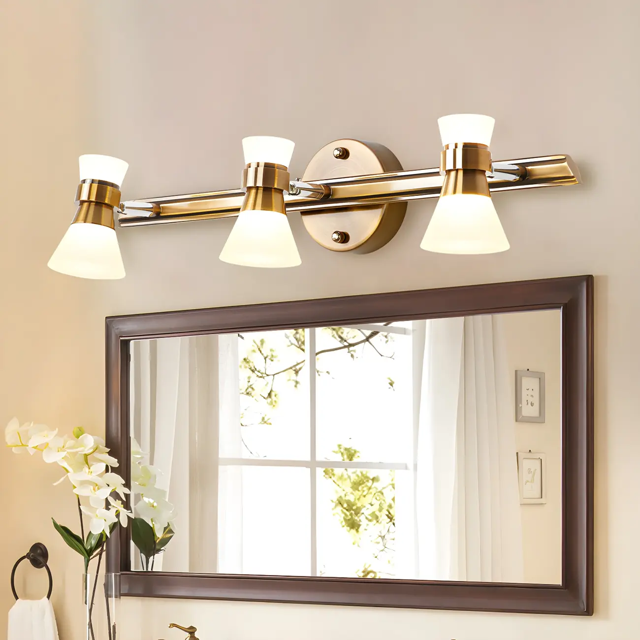 Geometric Modern Gold Multi-Light Vanity Fixture Image - 1 | homeyfad