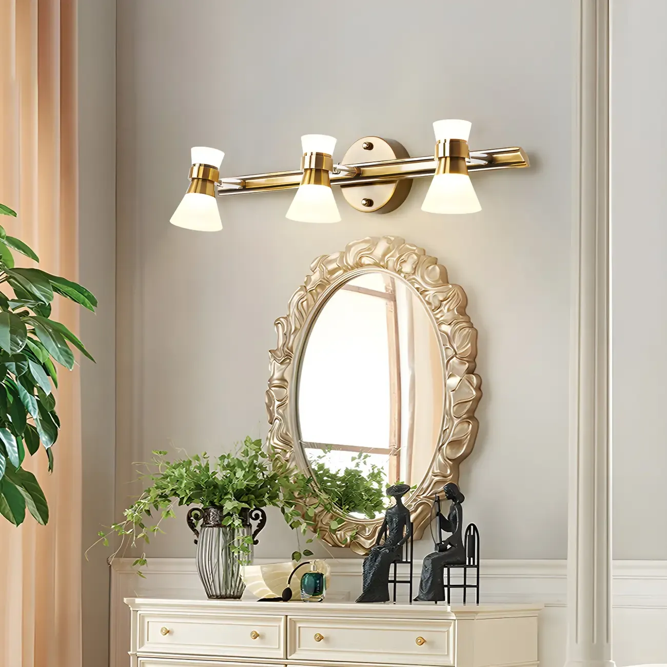 Geometric Modern Gold Multi-Light Vanity Fixture Image - 2