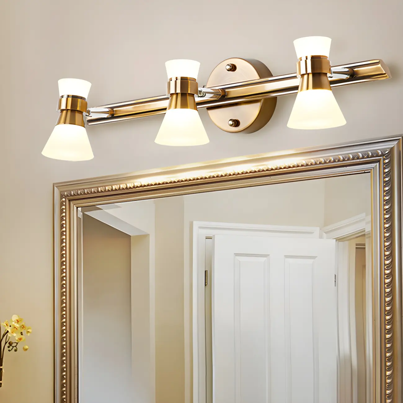 Geometric Modern Gold Multi-Light Vanity Fixture Image - 15 | homeyfad