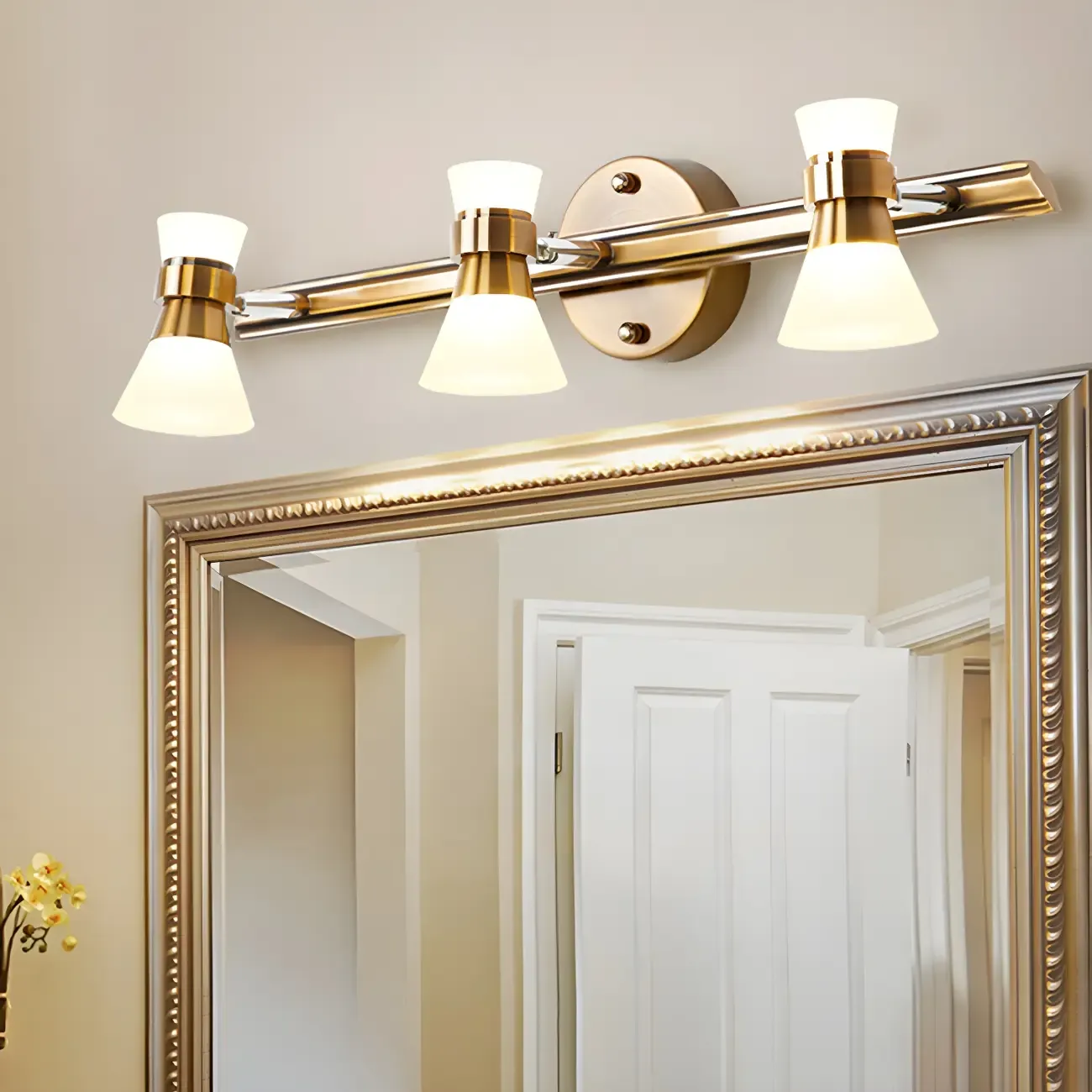 Geometric Modern Gold Multi-Light Vanity Fixture Image - 15