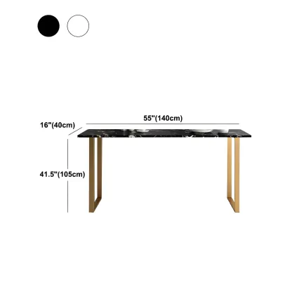 Black Rectangle Marble Tall Bar Table Gold Base Image - 17