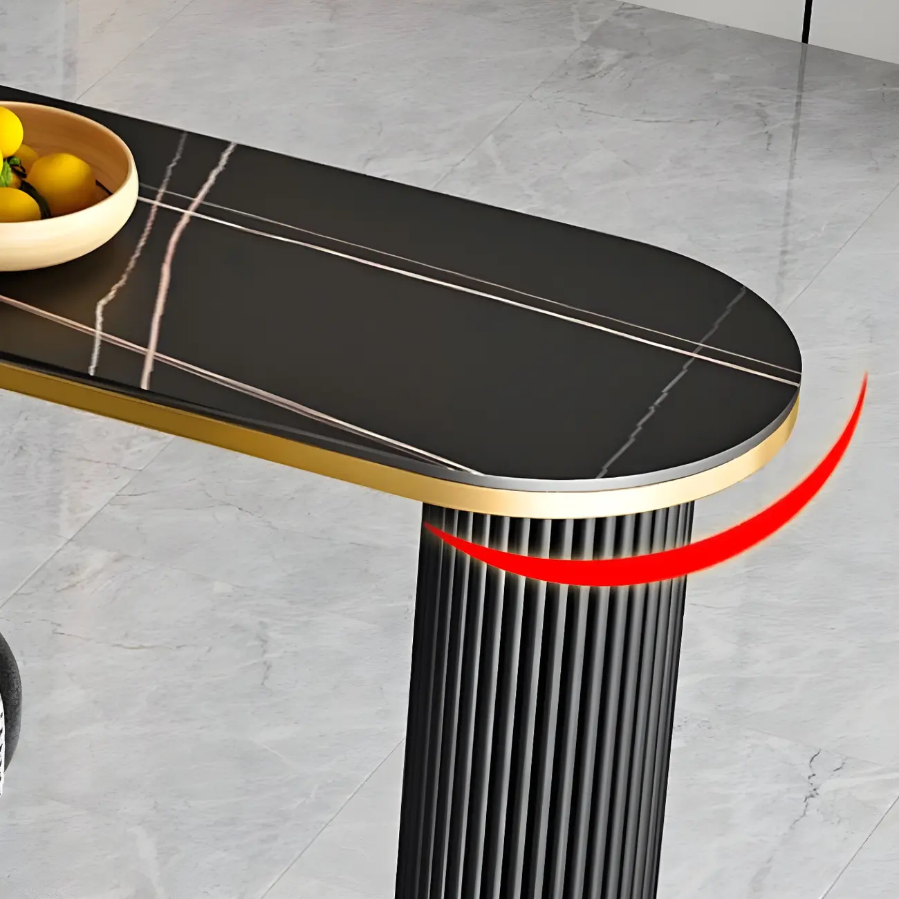 Modern Oval Stone Top High Bartop Table for Kitchen Island Image - 6 | homeyfad