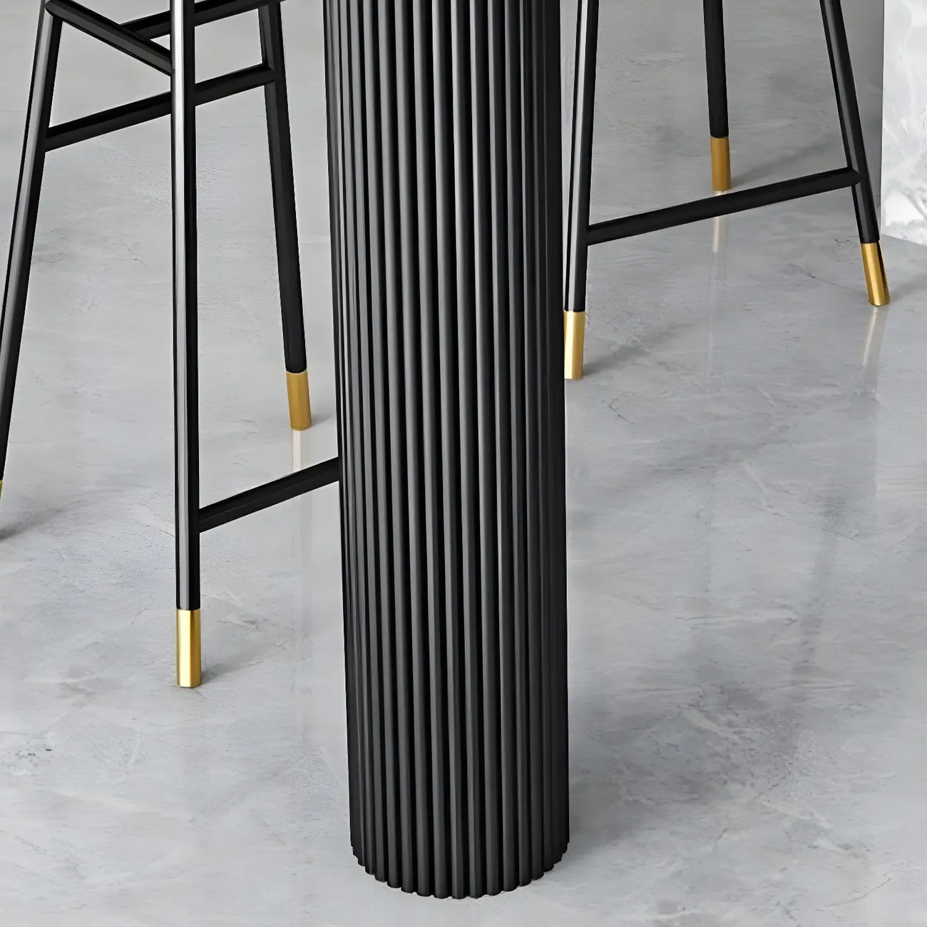 Modern Oval Stone Top High Bartop Table for Kitchen Island Image - 8 | homeyfad