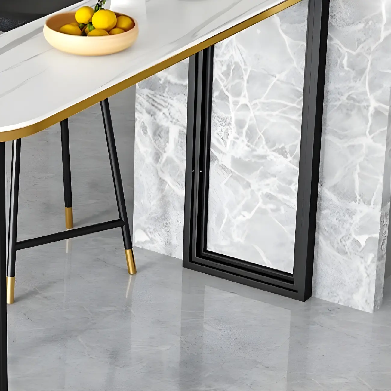 Modern Oval Stone Top High Bartop Table for Kitchen Island Image - 9 | homeyfad