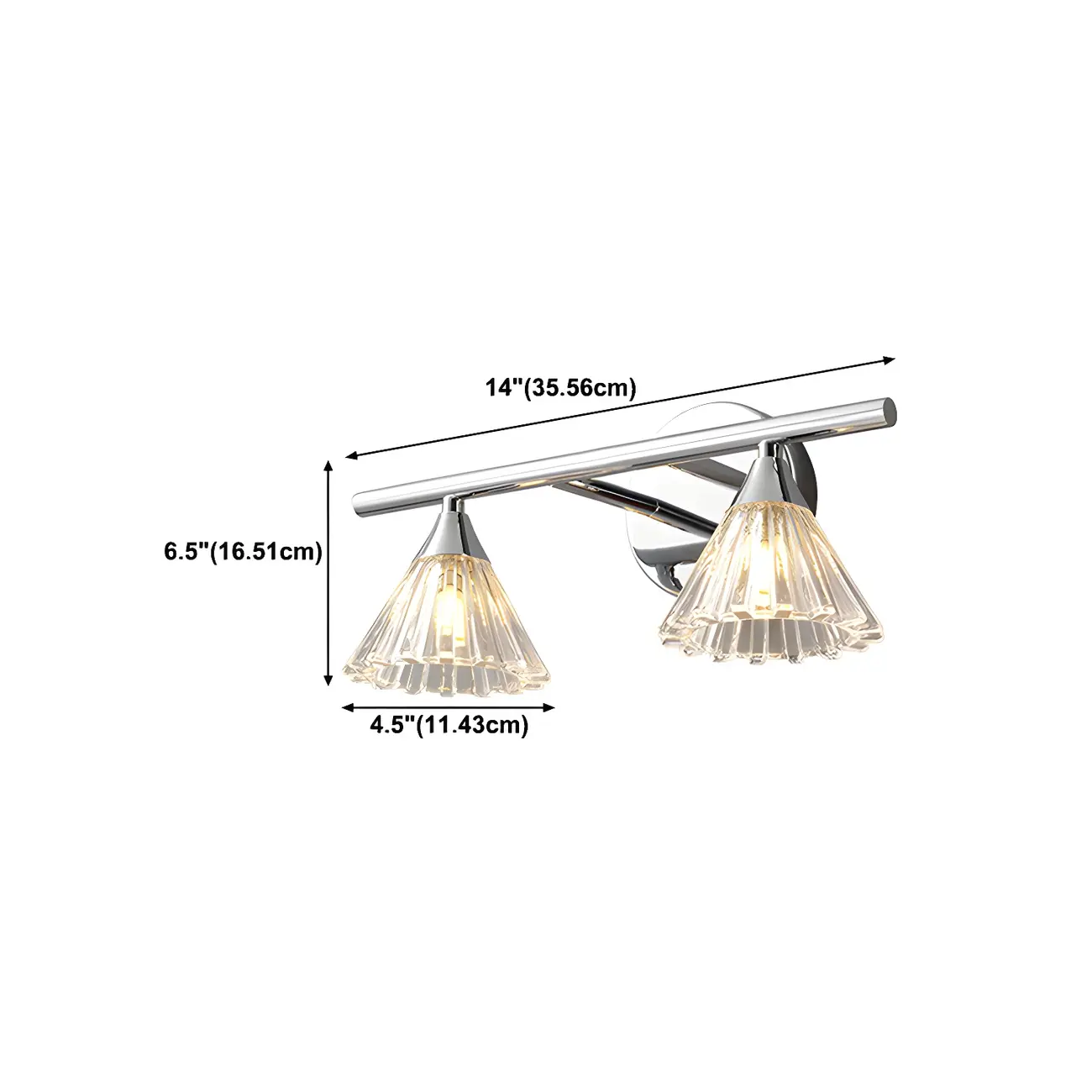 Modern Bell Glass Silver Bathroom Vanity Light #size