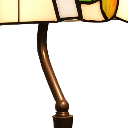 Retro Stained Glass LED Banker Table Lamp in Pull Chain Image - 9