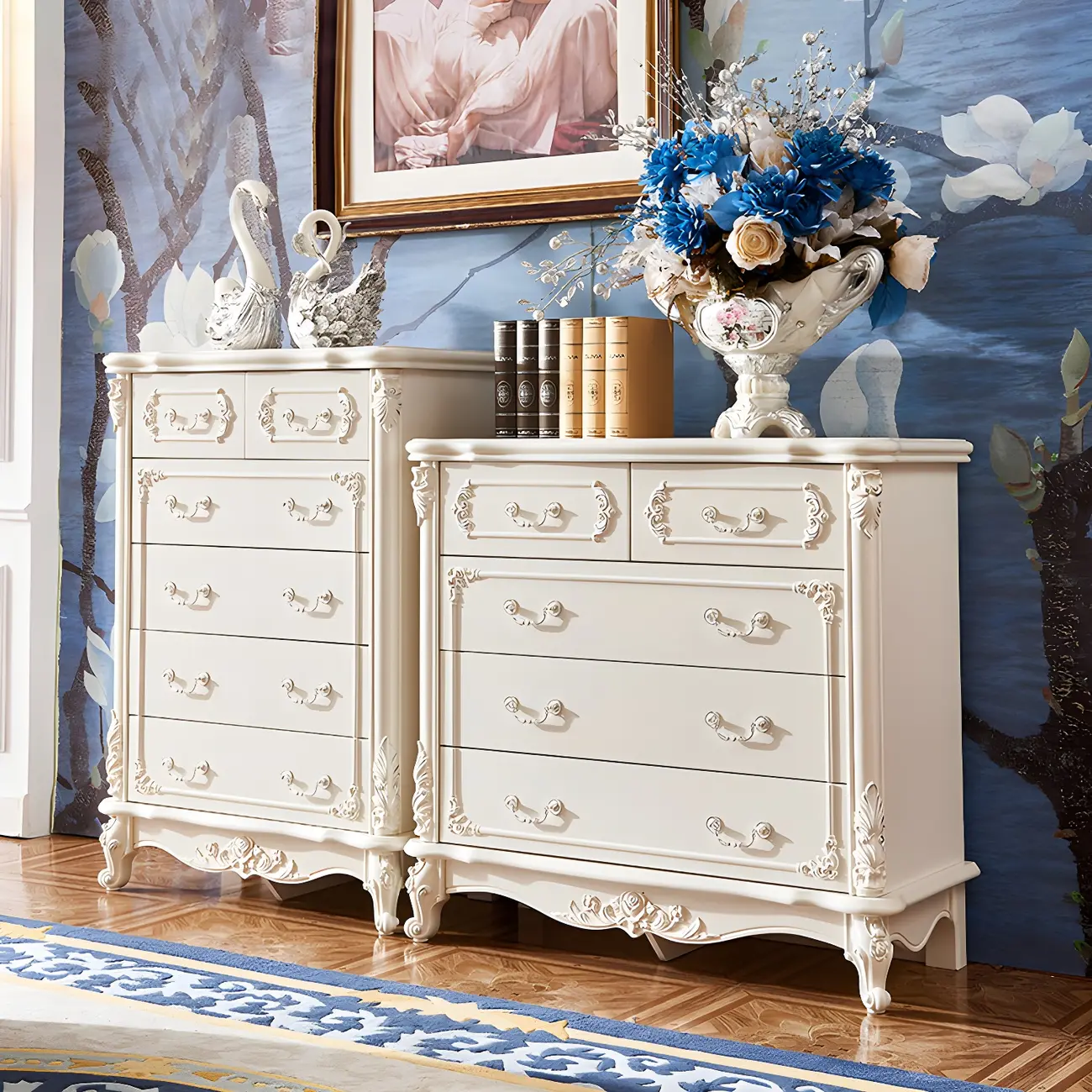 Classic White Wooden Dresser with Storage Chest for Bedroom Image - 1 | homeyfad
