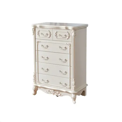 Classic White Wooden Dresser with Storage Chest for Bedroom Image - 4