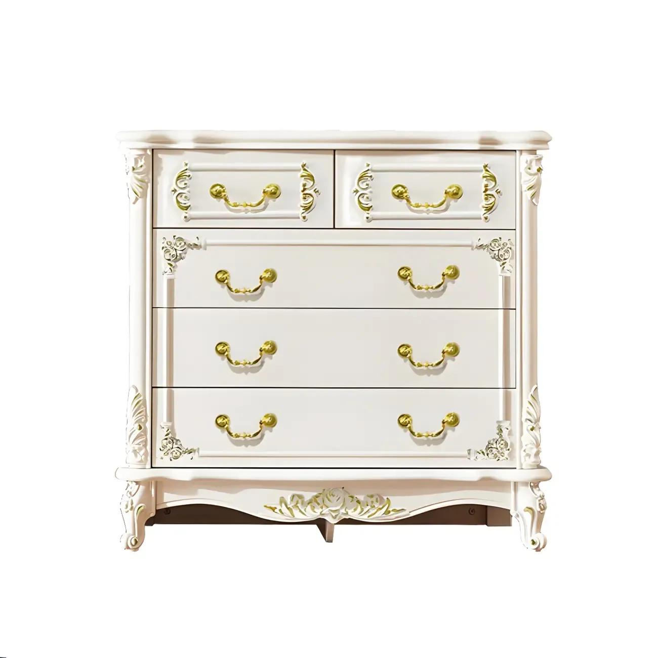 Classic White Wooden Dresser with Storage Chest for Bedroom Image - 5