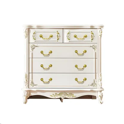 Classic White Wooden Dresser with Storage Chest for Bedroom Image - 5
