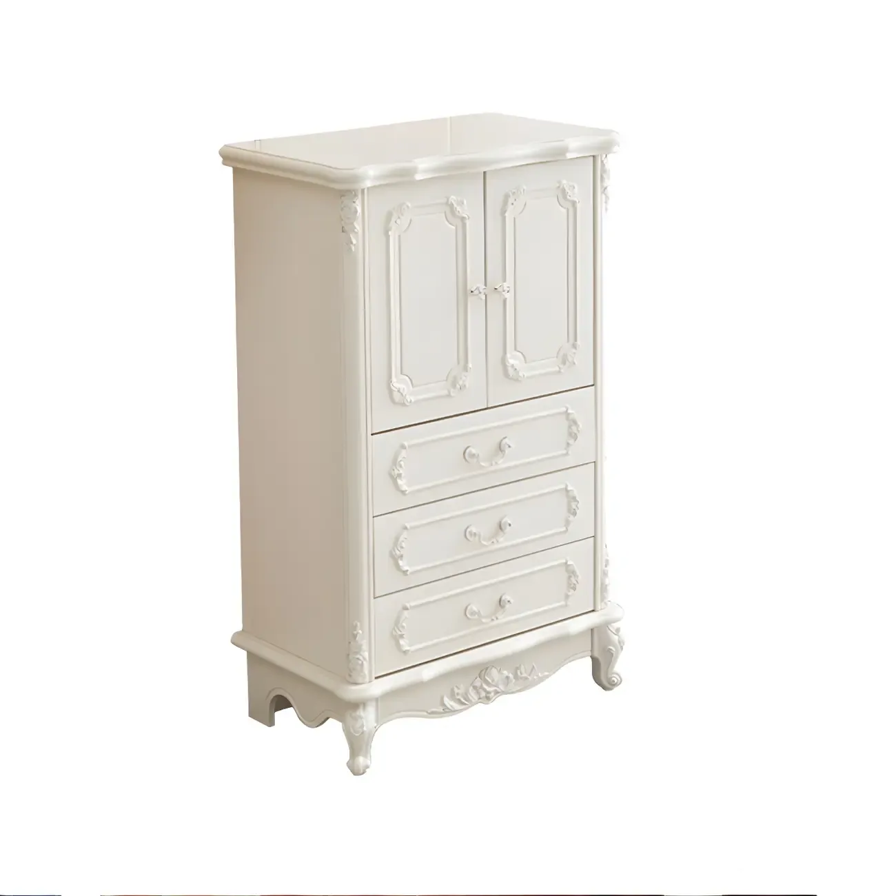 Classic White Wooden Dresser with Storage Chest for Bedroom Image - 9