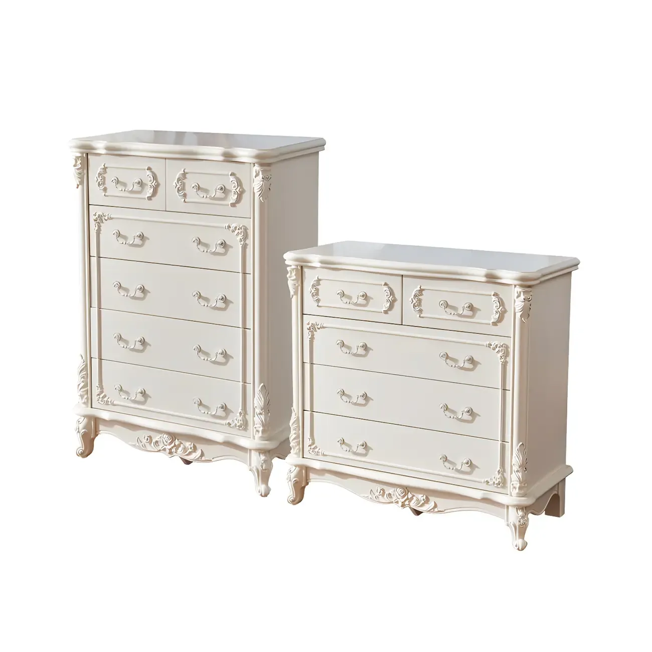 Classic White Wooden Dresser with Storage Chest for Bedroom Image - 10