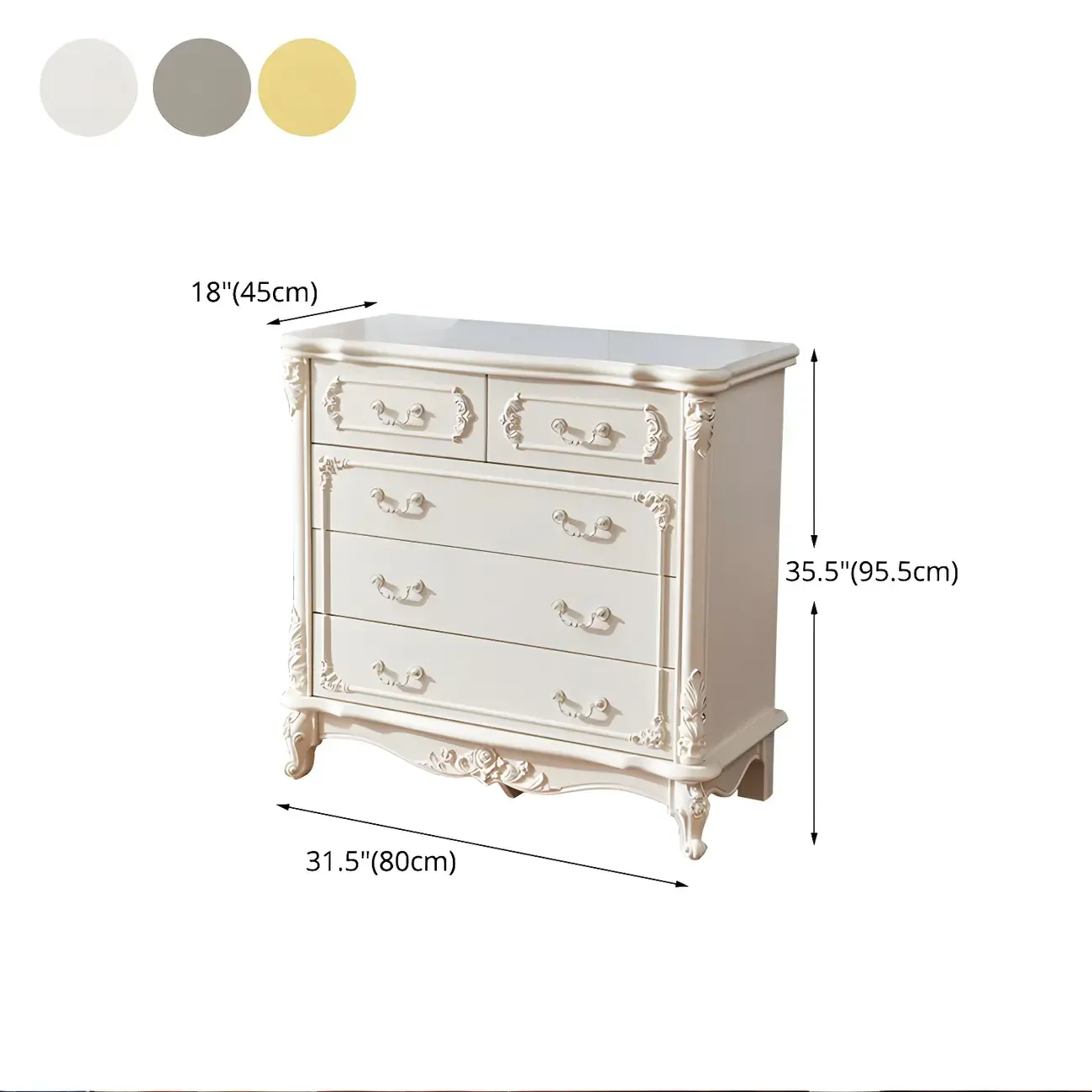 Classic White Wooden Dresser with Storage Chest for Bedroom Image - 15