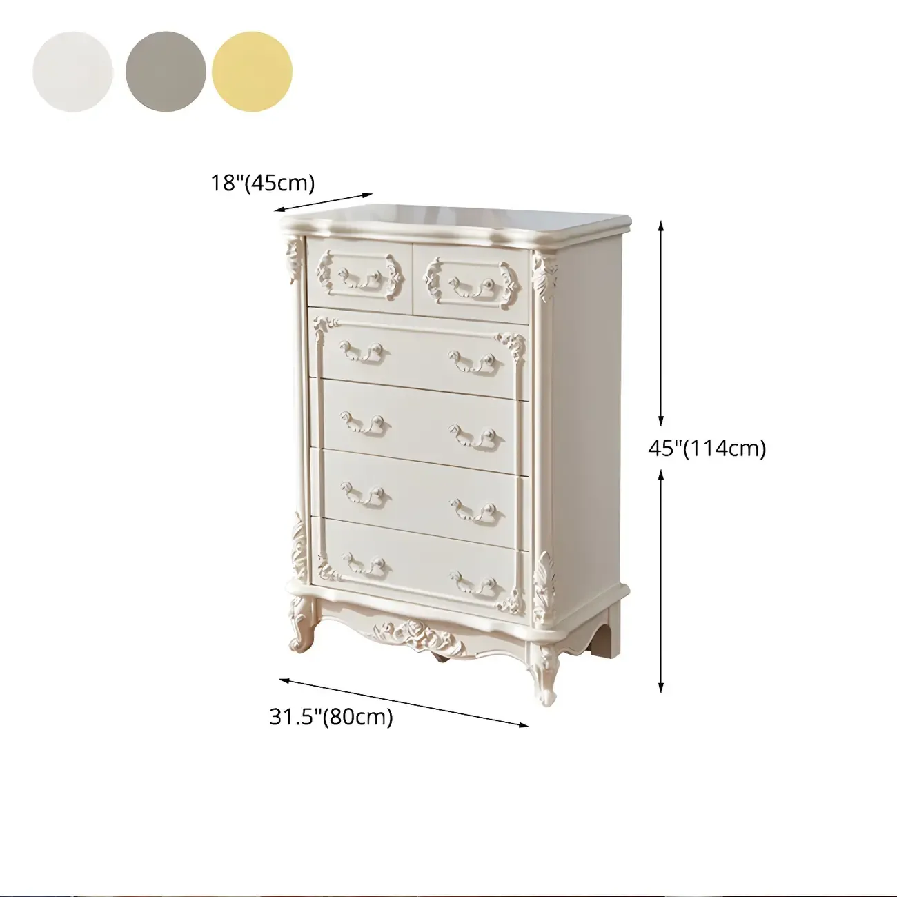 Classic White Wooden Dresser with Storage Chest for Bedroom Image - 16