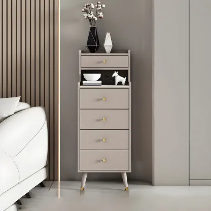 Modern Wooden Vertical Dresser with Soft-Close Drawers Image - 2