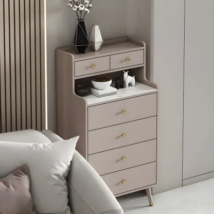 Modern Wooden Vertical Dresser with Soft-Close Drawers Image - 4