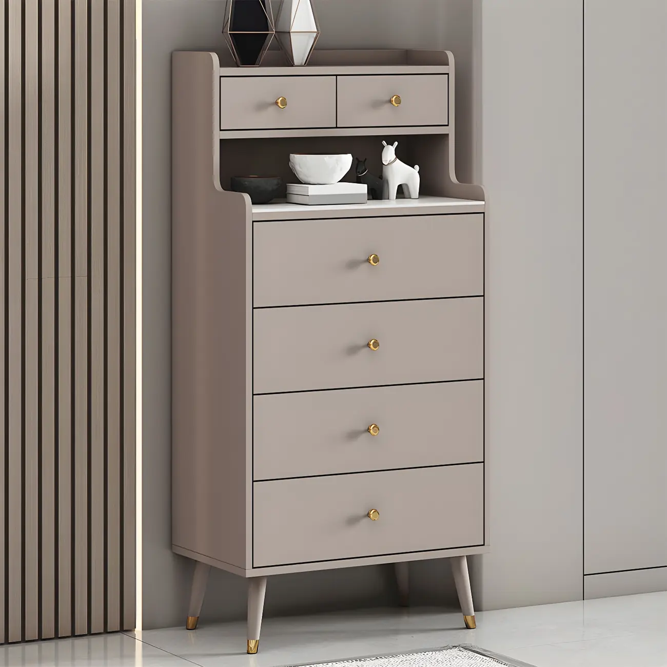 Modern Wooden Vertical Dresser with Soft-Close Drawers Image - 6 | homeyfad