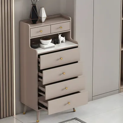 Modern Wooden Vertical Dresser with Soft-Close Drawers Image - 8